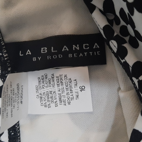 NWT LA BLANCA BLACK/WHITE FLORAL SWIM BOTTOMS SZ 16 - Picture 5 of 12